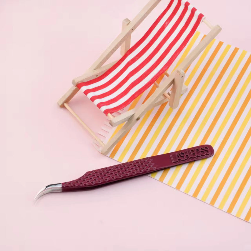 Lash Boss ~ Curved Fiber Tip Isolation Tweezers – Maximum Grip & Precision